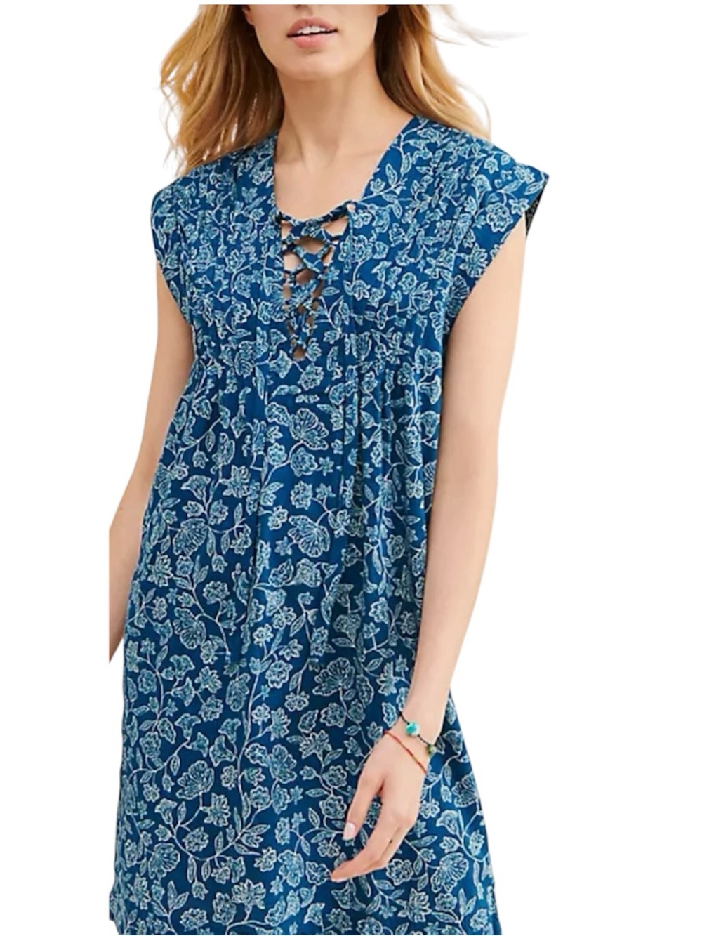 Faherty Cameo Cove Blue Floral Sleeveless Mini Dress XXL